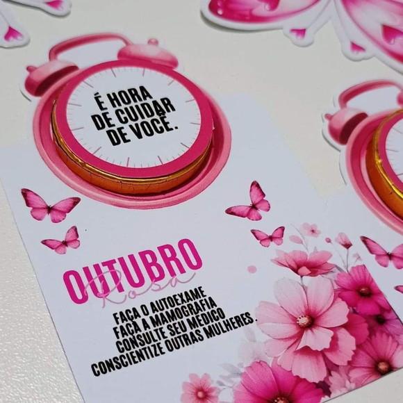 Card com Moeda Chocolate Outubro Rosa