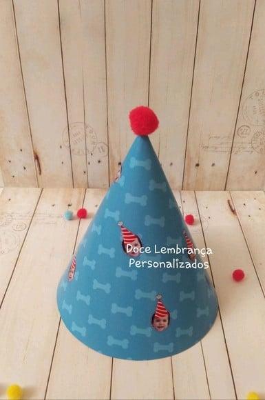 Chapeuzinho Aniversário Patrulha Canina com Foto Rostinho