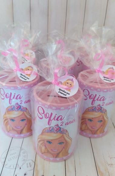 Cofrinho Barbie Personalizado Embalados