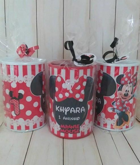 Cofrinho Minnie Vermelha Personalizado Embalados