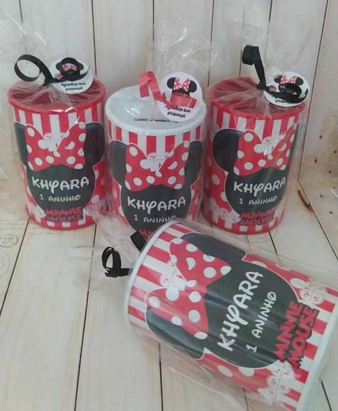 Cofrinho Minnie Vermelha Personalizado Embalados