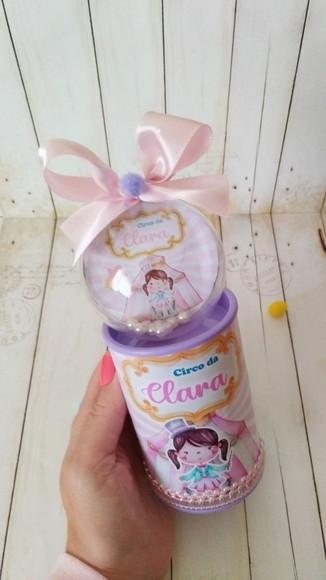 Cofrinho Personalizado com Esfera Circo Rosa