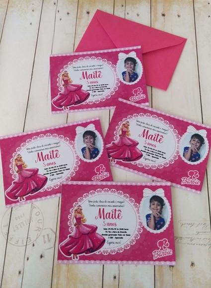 Convite Aniversário Barbie Com Foto