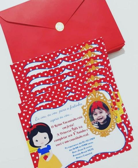 Convite Aniversário Branca De Neve Com Foto