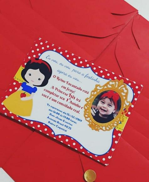 Convite Aniversário Branca De Neve Com Foto