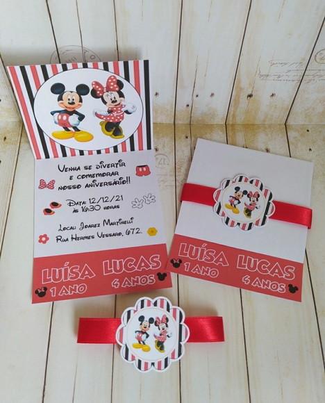 Convite aniversário Mickey e Minnie