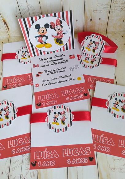 Convite aniversário Mickey e Minnie