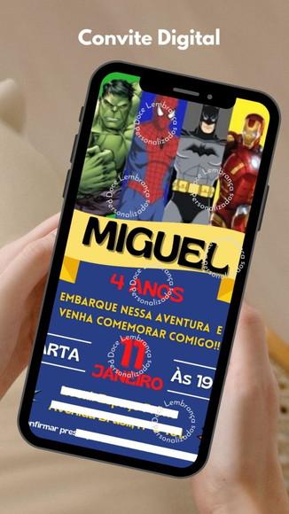 Convite Digital Personalizado Super Heróis