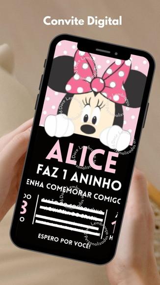Convite Digital Personalizado Minnie Rosa