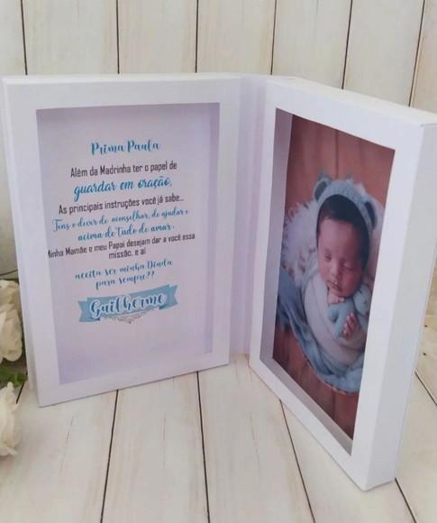Convite Porta Retrato Padrinhos de Batismo com Foto