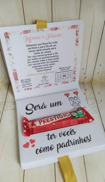 Convite Prestígio Padrinhos de Casamento Papelaria Branca