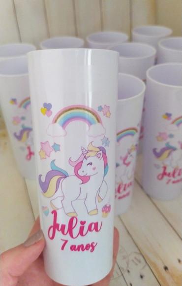 Copo Long Drink Únicornio Personalizado lembrancinha aniversári
