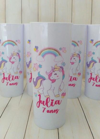 Copo Long Drink Únicornio Personalizado lembrancinha aniversári