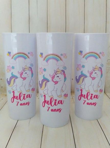 Copo Long Drink Únicornio Personalizado lembrancinha aniversári