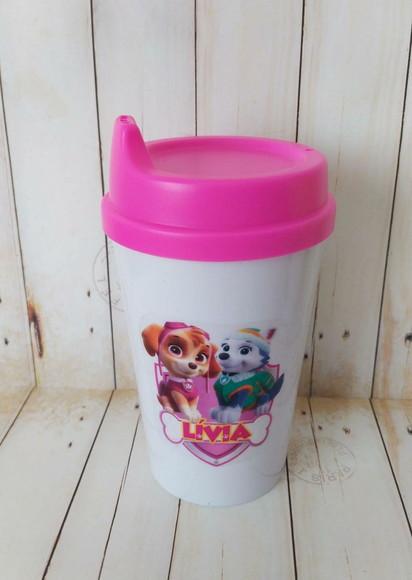 Copo Tampa Baby Escolar Skye e Everest Patrulha Canina