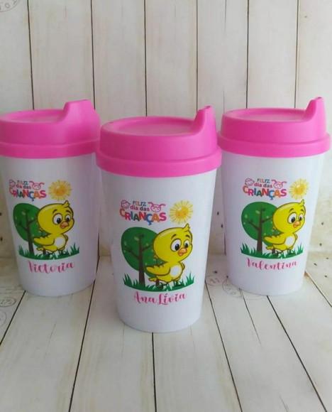 Copo Tampa Baby Personalizado Pintinho Amarelinho