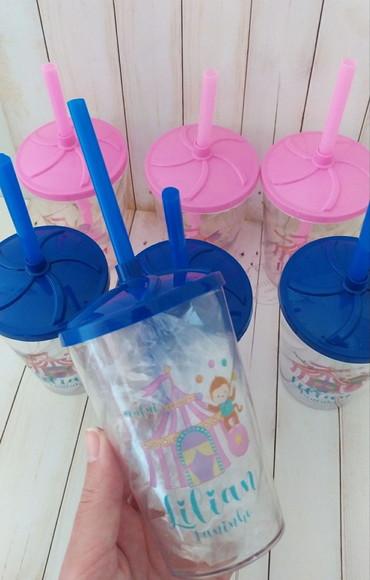 Copo Twister com Canudo Circo Rosa