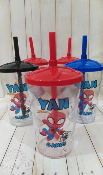 Copo Twister com Canudo Homem Aranha Baby