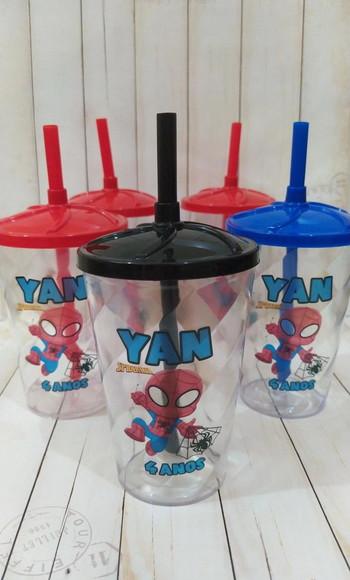 Copo Twister com Canudo Homem Aranha Baby