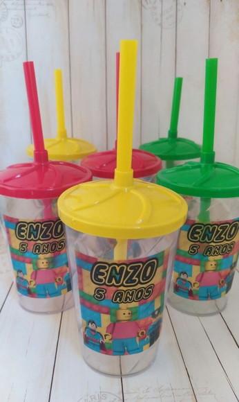 Copo Twister com Canudo Lego