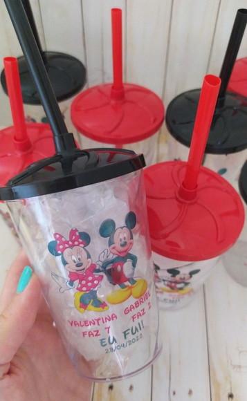Copo Twister com Canudo Mickey e Minnie