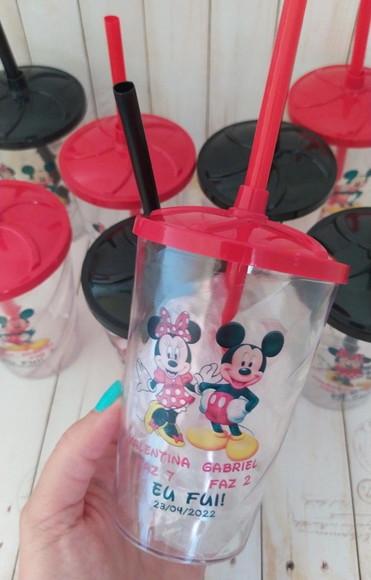 Copo Twister com Canudo Mickey e Minnie