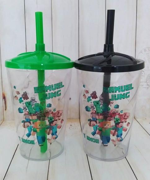 Copo Twister com Canudo Minecraft