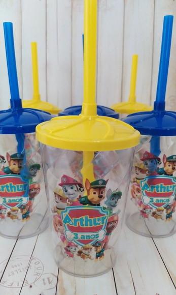 Copo Twister com Canudo Patrulha Canina