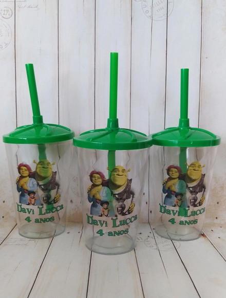 Copo Twister com Canudo Shrek e Fiona