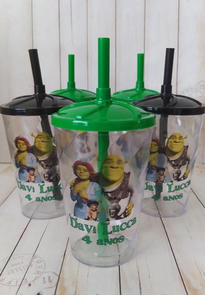 Copo Twister com Canudo Shrek e Fiona