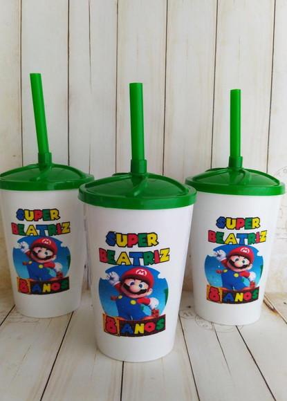 Copo Twister com Canudo Super Mario Menina
