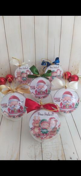 Esfera Bolinha de Natal com Foto Bebê Família Lembrancinha