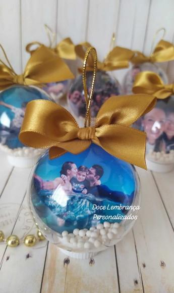 Esfera Bolinha de Natal com Foto Família Lembrancinha