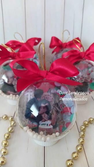 Esfera Bolinha de Natal com Foto Bebê Família Lembrancinha