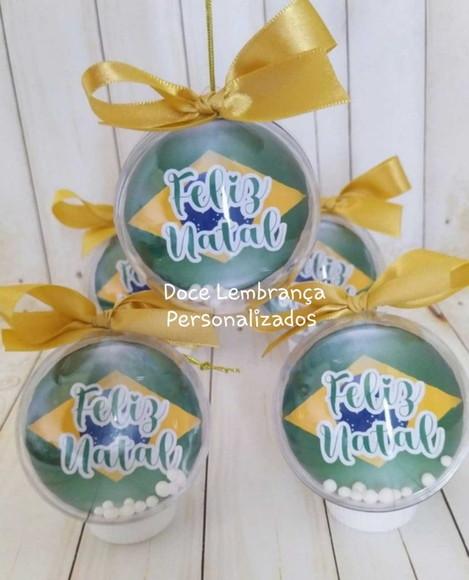 Esfera Bolinha de Natal Personalizada Copa do Mundo Brasil