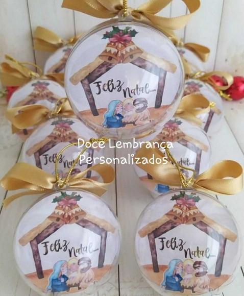 Esfera Bolinha de Natal Religiosa Presépio Menino Jesus