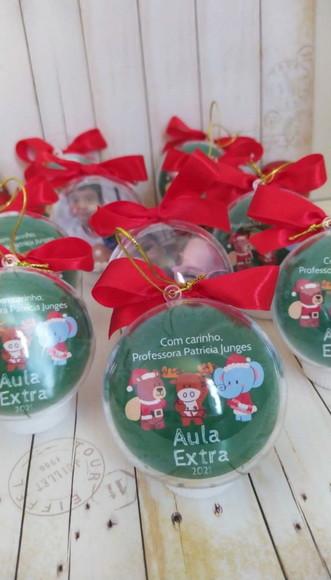 Esferas Natal Escolar com Foto e Mensagem Brinde Fim de Ano