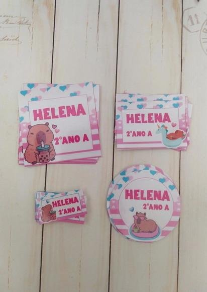 Etiqueta Escolar Capivara Cute 100 Unidades Personalizada