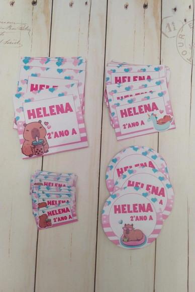 Etiqueta Escolar Capivara Cute 100 Unidades Personalizada