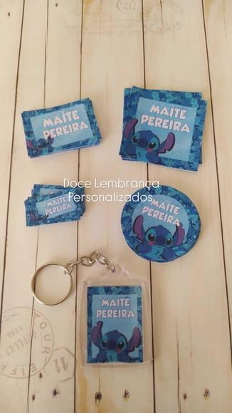 Etiqueta Escolar Personalizada com Chaveiro Stitch