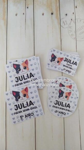Etiqueta Escolar Personalizada Gatinho Cute