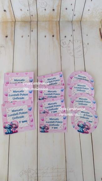 Etiqueta Escolar Stitch e Angel 100 Unidades
