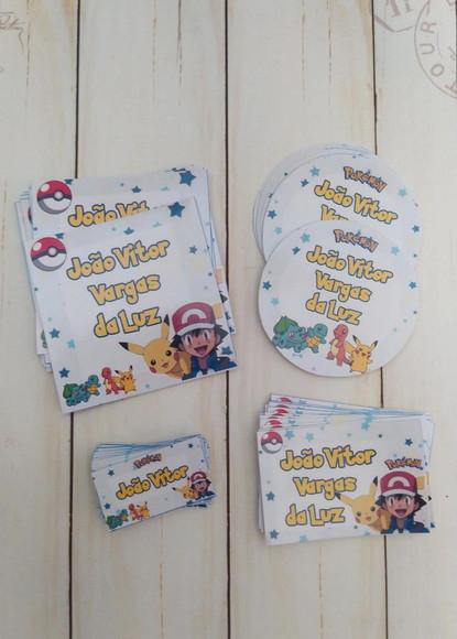 Etiqueta Escolar Pokémon 100 Unidades