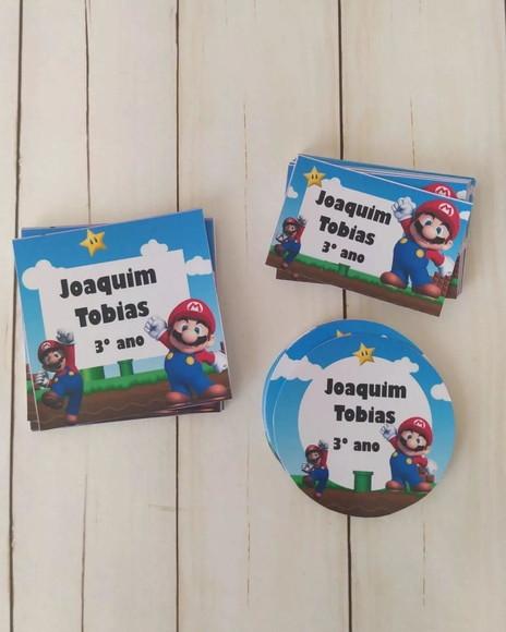 Etiqueta Escolar Super Mario Bros 100 Unidades