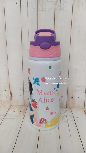Garrafa Kids Escolar Branca de Neve Personalizada