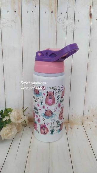 Garrafa Kids Escolar Capivara Personalizada com Nome