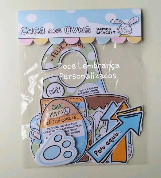 Kit Caça aos Ovos Coelho da Páscoa Azul e Laranja