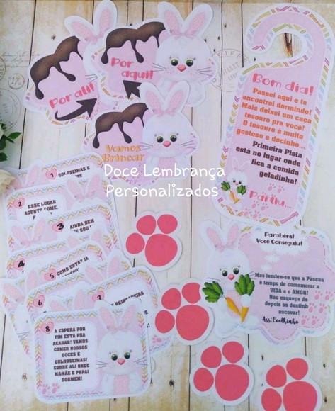 Kit Caça aos Ovos Páscoa Menina Coelho Rosa