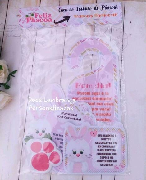 Kit Caça aos Ovos Páscoa Menina Coelho Rosa