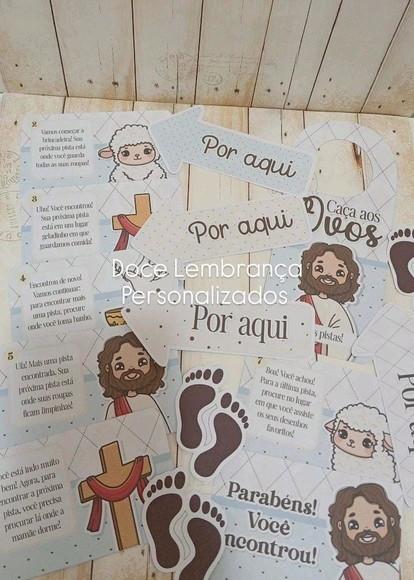 Kit Caça aos Ovos Religioso Páscoa Cristã Jesus